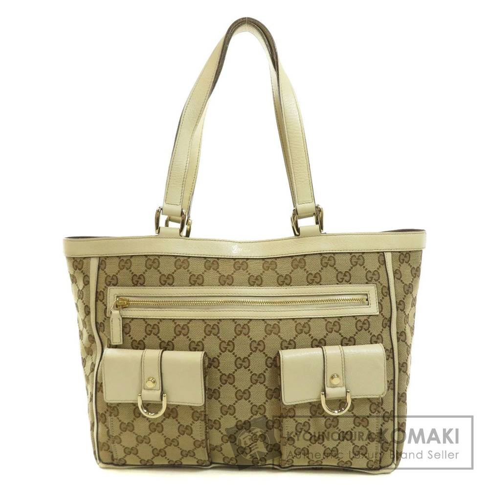 Gucci GG Canvas Abbey Tote Shoulder bag Beige White
